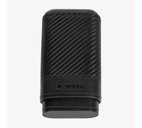 Zippo Black Leather Carbon Fibre Pattern Cigar Case 2007999