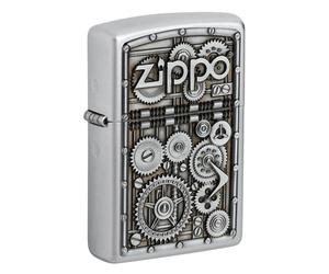 Zippo Branded Chrome Cogs Lighter - A26114