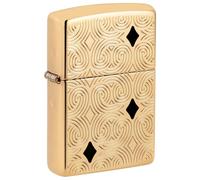 ZIPPO Brass Armor Case Polished Geometric 60006119 Deep Engraved with Epoxy Inlay Lighter