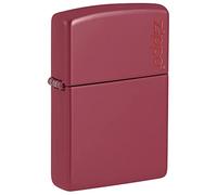 Zippo® Brick Lighter with Logo 49844ZL, Windproof Lighter Refillable Zippo, Made of Metal with Characteristic "click" Zippo, Matt Red, Made in USA, Great Gift Idea