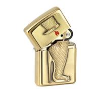 Zippo Brushed Brass Lighter Golden Logo Heels Limited Edition