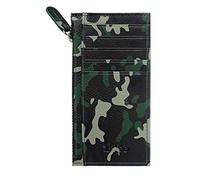 Zippo - Card Case, Leather, Green Camouflage, Credit Card Holder for Women and Men, 5 Card Slots, 2 Slip Pockets, 1 Coin Compartment