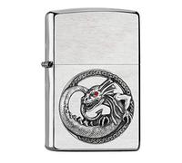 ZIPPO - Chrome Brushed - Dragon, Emblem - gasoline Windproof lighter, refillable, in gift box