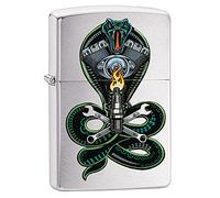 ZIPPO - Chrome Brushed - Engine Snake, Color Image - gasoline Windproof lighter, refillable, in gift box