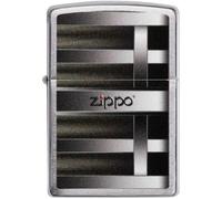 ZIPPO - Chrome Brushed - Metal Bars, Color Image - gasoline Windproof lighter, refillable, in gift box