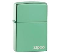 Zippo Classic High Polish Green Logo Design Windproof Flame Refillable Lighter