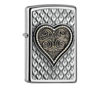 Zippo Classic Lighter-3D Heart Emblem, Brass, Design, 5,83,81,