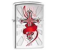 Zippo Cross with Wings Windproof Pocket Lighter - High Polished Chrome