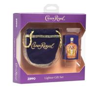 Zippo Crown Royal Texture Print Purple Matte Pocket Lighter and Pouch Gift Set