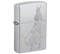 Zippo Devilish Ace Design Satin Chrome Pocket Lighter