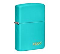 Zippo, Elegant turquoise flat lighter, modern and timeless design, scratch resistant, refillable, windproof, ideal for adventurers, Flat Turquoise with logo