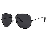 Zippo Eyewear - Flash Pilot Sunglasses - Polarized - UV400 Protection - Logo on Left Lense - Adult, Unisex - Made in USA - Black Lenses, Frame & Temple - Black