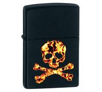 Zippo Fiery Skull & Bones Lighter - Black Matte, 6X4 Cm