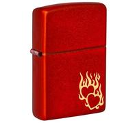 Zippo Fire Heart Storm Lighter, Laser Engraving, Refillable, Windproof Design, Gift Box, Made in USA, Metallic Red