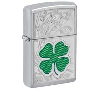 Zippo Four-Leaf Clover -Thumbprint Lighter - High Polished Chrome, 6X4 Cm