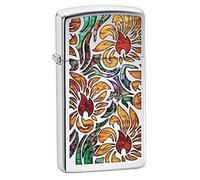 Zippo FUSION FLORAL DESIGN Windproof Lighter - slim, high polish chrome, Regular