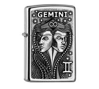ZIPPO Gemini Emblem Attached Street Chrome Windproof Lighter Refillable in Quality Gift Box