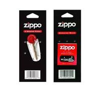 Zippo Genuine Lighter Accessories Bundle - 6 Flint Pack + 1 Wick (100mm) - Official Replacement Parts for Zippo Windproof Lighters