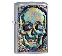 Zippo Geometric Skull Design Street Chrome Pocket Lighter