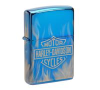 Zippo Harley Davidson Lighter High Polish Blue Hot Flame Windproof Refillable