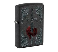 Zippo Heart Dagger Tattoo Design Black Crackle Pocket Lighter