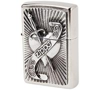 Zippo Heart with Sword Emblem Windproof Pocket Lighter - Chrome