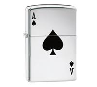 Zippo High Polish Chrome Ace Of Spade Windproof Flame Flip Top Lighter Accessory