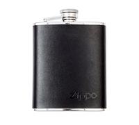 Zippo Hip Flask – Stainless Steel, Mocha Leather Cover, Silver, 177 ml