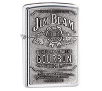 Zippo Jim Beam Label Pewter Emblem Lighter - Polished Chrome
