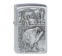 Zippo Lighter 2000407 Bass Fishing Emblem Gas Lighter, Brass Angler