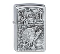 Zippo Lighter 2000407 Bass Fishing Emblem Gas Lighter, Brass Angler