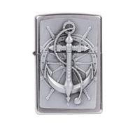 Zippo Lighter Anchor Nautical Brushed Chrome Windproof Flame Fuel Refillable