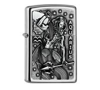 Zippo Lighter Aquarius Zodiac Sign Horoscope Chrome Windproof Flame Refillable