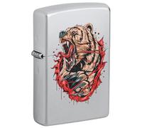 Zippo Lighter: Fierce Bear - Satin Chrome 46074