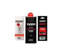 Zippo Lighter Fluid, Windproof, Fast Ignition, Low Odour Lighter Fluid, 1 x 125ml Fuel Refill, Easy to Fill Nozzle + 1 x Genuine Zippo Wick Fits All