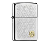 Zippo Lighter Four Leaf Clover Chrome