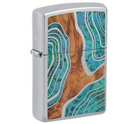 Zippo Lighter: Fusion Wood and Shell Design - High Polish Chrome 46118