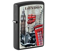 Zippo Lighter: London, England Design - Black Matte 46078