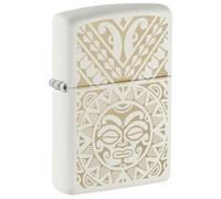 Zippo Lighter: Maori Tattoo Design - White Matte 46096