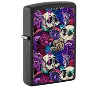 Original Zippo Lighter - Psychedelic Mushroom / Skull Mushroom Edition, Glow in The Dark on Matt Black
