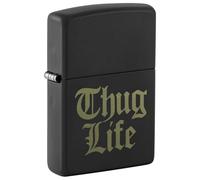 Zippo Lighter, Metal, Black Matte-Thug Life, One Size