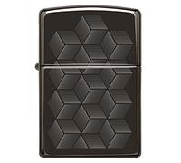 Zippo Lighter, Metal, High Polish Black-Geometric Cubes, One Size