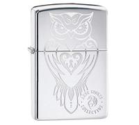 Zippo Lighter, Metal, High Polish Chrome Owl, One Size