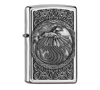 Zippo Lighter Phoenix Chrome With Plaque 2006878 Windproof Lighter Gas