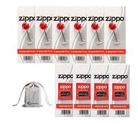 Zippo Lighter Replacement 6 Flint Dispensers (36 Flints) & 4 Wicks 10 Value Pack Bundle with KKBestPack Pouch