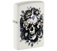 Zippo Lighter: Skull and Roses - White Matte 46066
