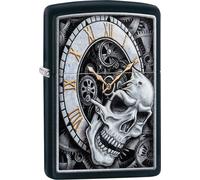 Zippo Lighter Skull Clock Black Storm Lighter Gas