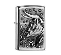 Zippo Lighter Taurus Zodiac Sign Horoscope Chrome Windproof Flame Refillable