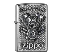 Zippo Lighter V-Motor Silver Windproof Lighter Gas Motorsport