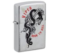 Zippo Lighter: Viper Snake, Born to Kill - Brushed Chrome 48650